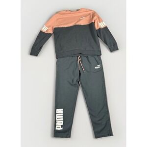 PUMA Women's Tracksuit Set Fleece Sweater Gray/ Coral Color Size Large